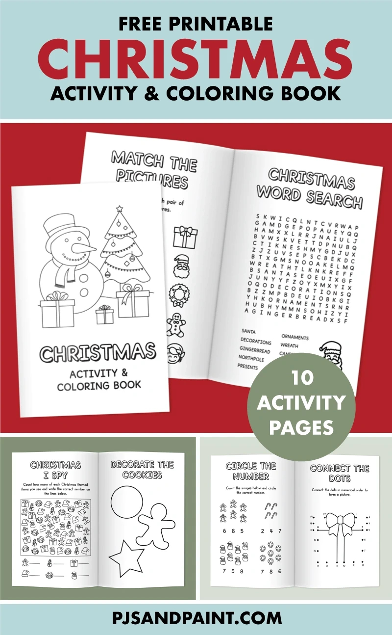 Free Printable Christmas Activity And Coloring Book - Pjs And Paint for FREE Printable Christmas Activity Booklet