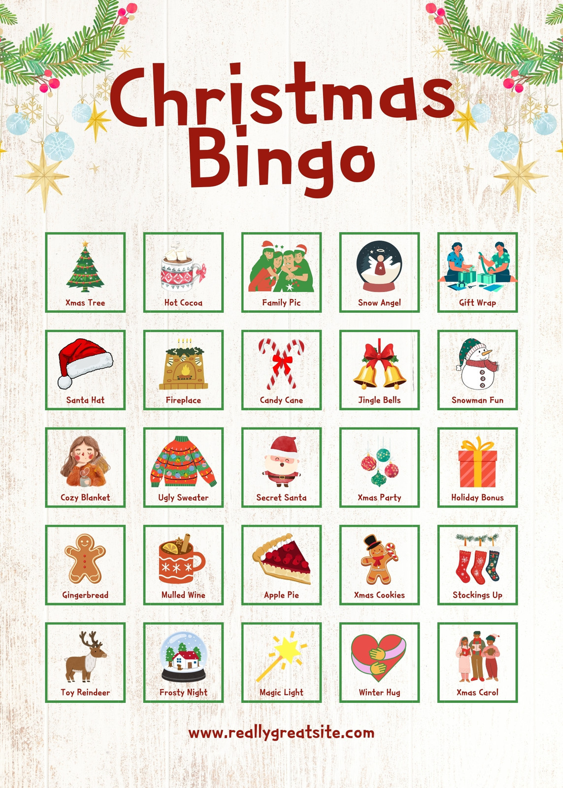 Free Printable Christmas Bingo Card Templates | Canva regarding FREE Printable Christmas Bingo Card Generator