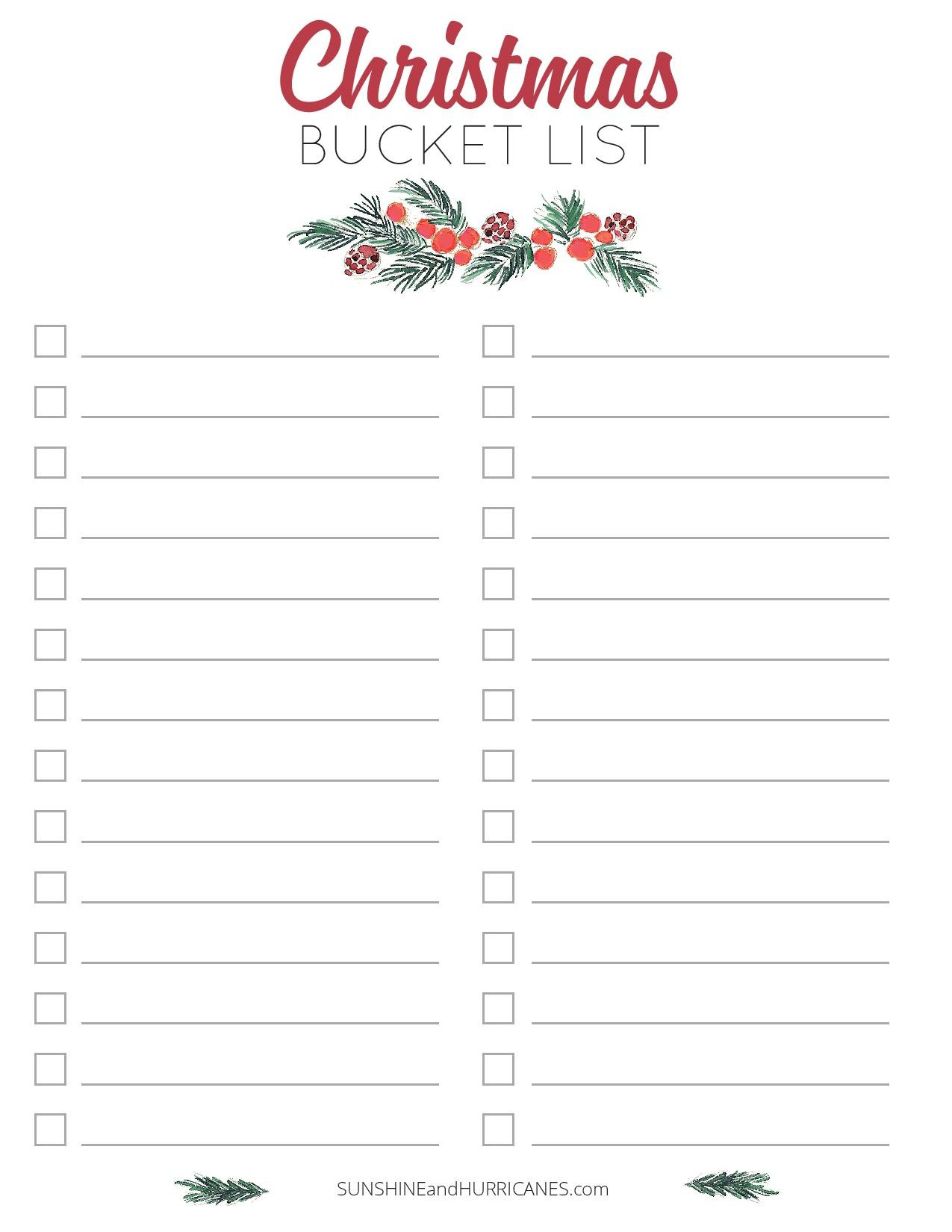 Free Printable Christmas Bucket List throughout FREE Printable Christmas Bucket List