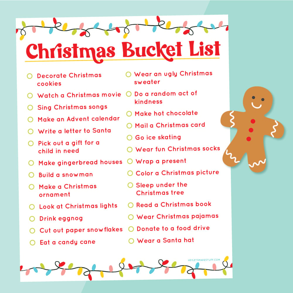 Free Printable Christmas Bucket List With Christmas Activities in Free Printable Christmas Bucket List