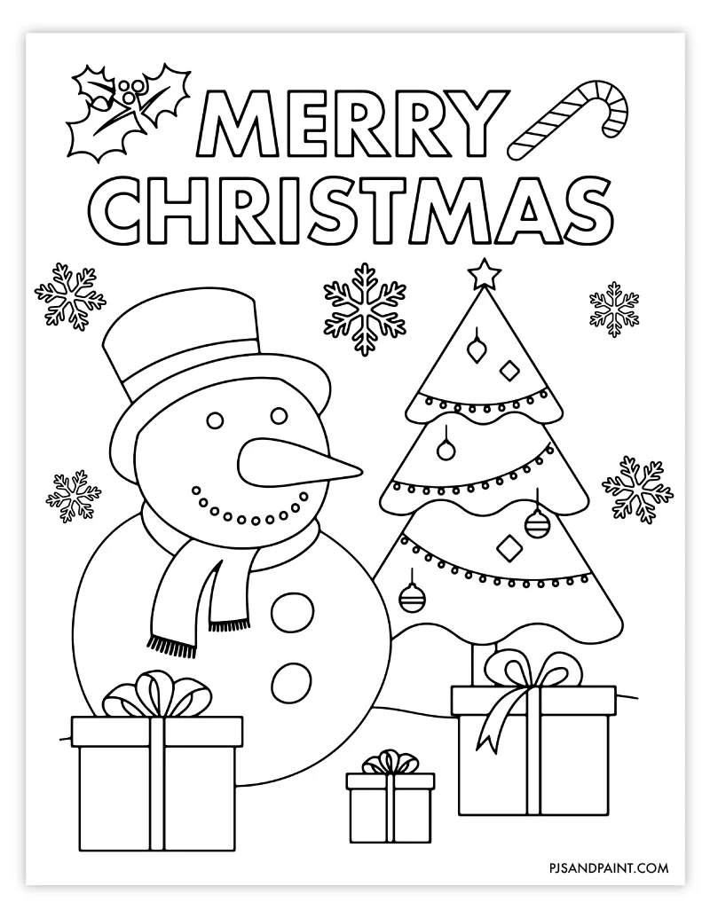 Free Printable Christmas Coloring Page For Kids - Pjs And Paint for FREE Printable Christmas Pictures For Kids