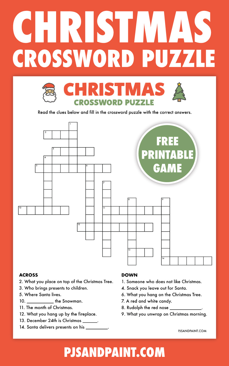 Free Printable Christmas Crossword Puzzle - Pjs And Paint pertaining to Free Printable Christmas Crossword Puzzle For Adults