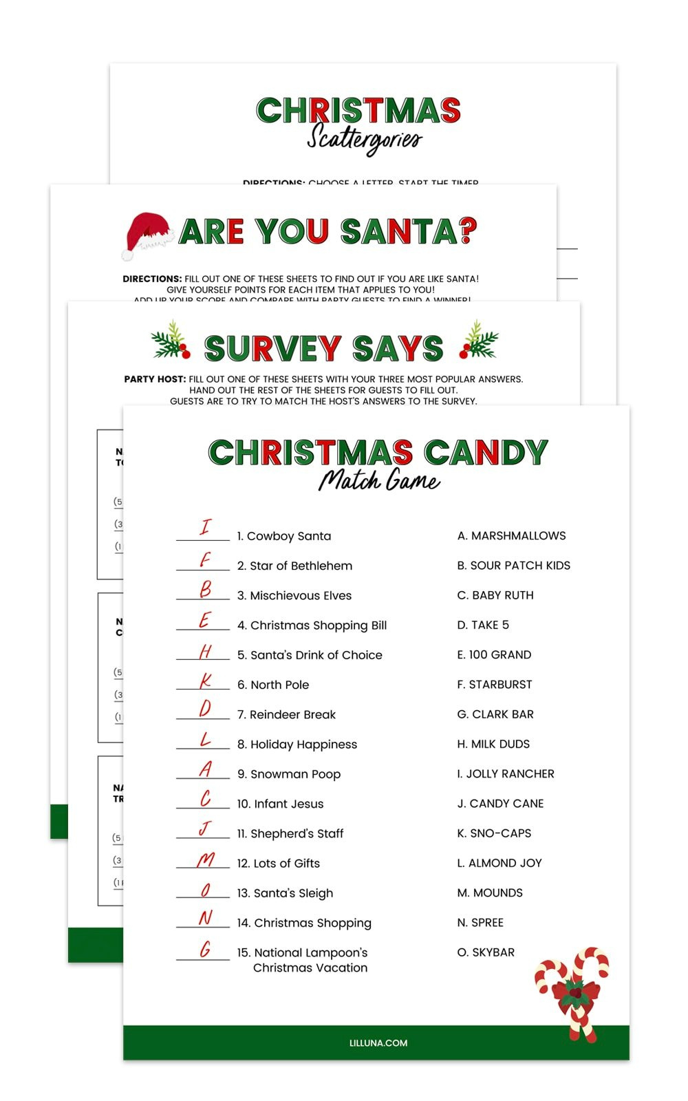 Free Printable Christmas Games {4 Freebies} | Lil&amp;#039; Luna for FREE Printable Christmas Party Games For the Office
