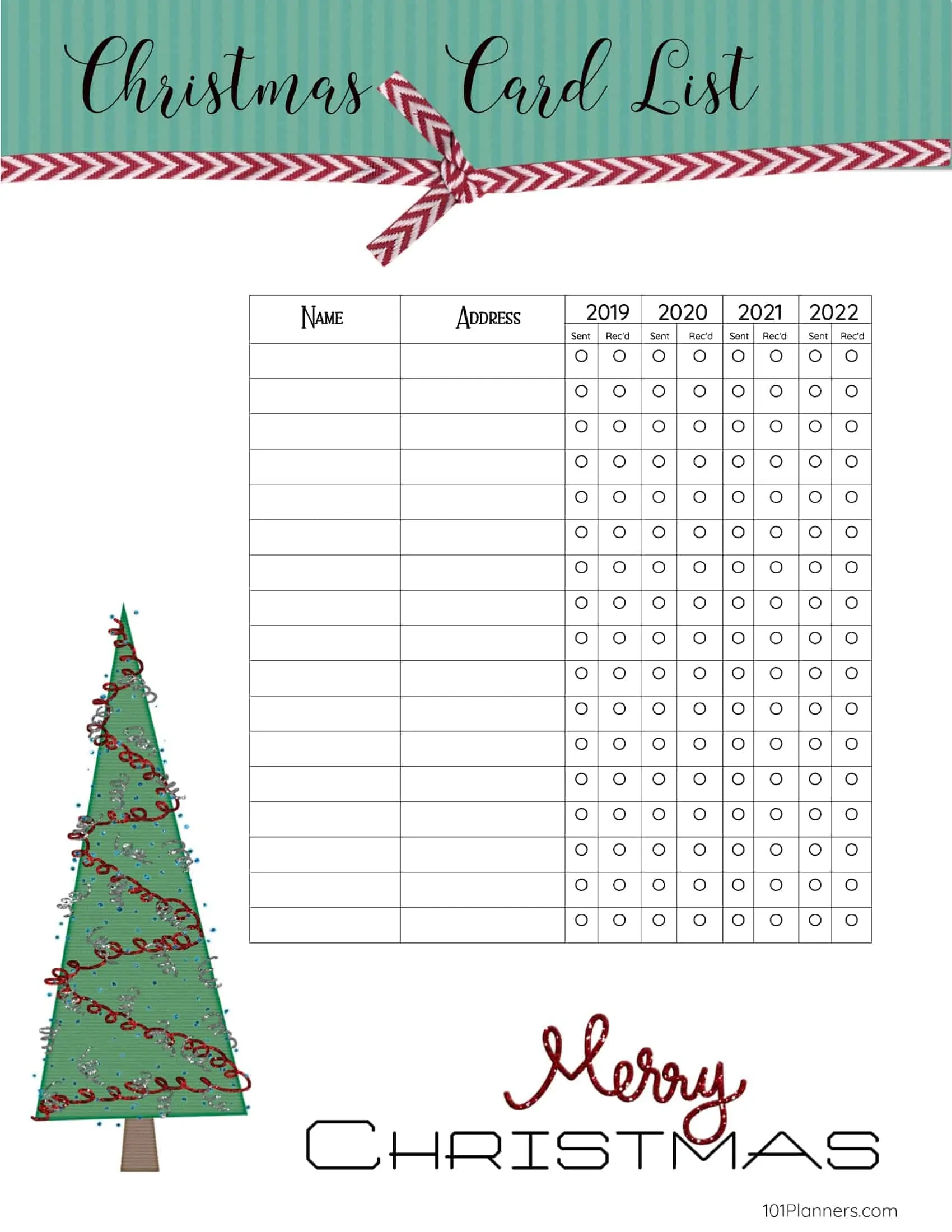 Free Printable Christmas Gift List Template inside FREE Printable Christmas Card List Template