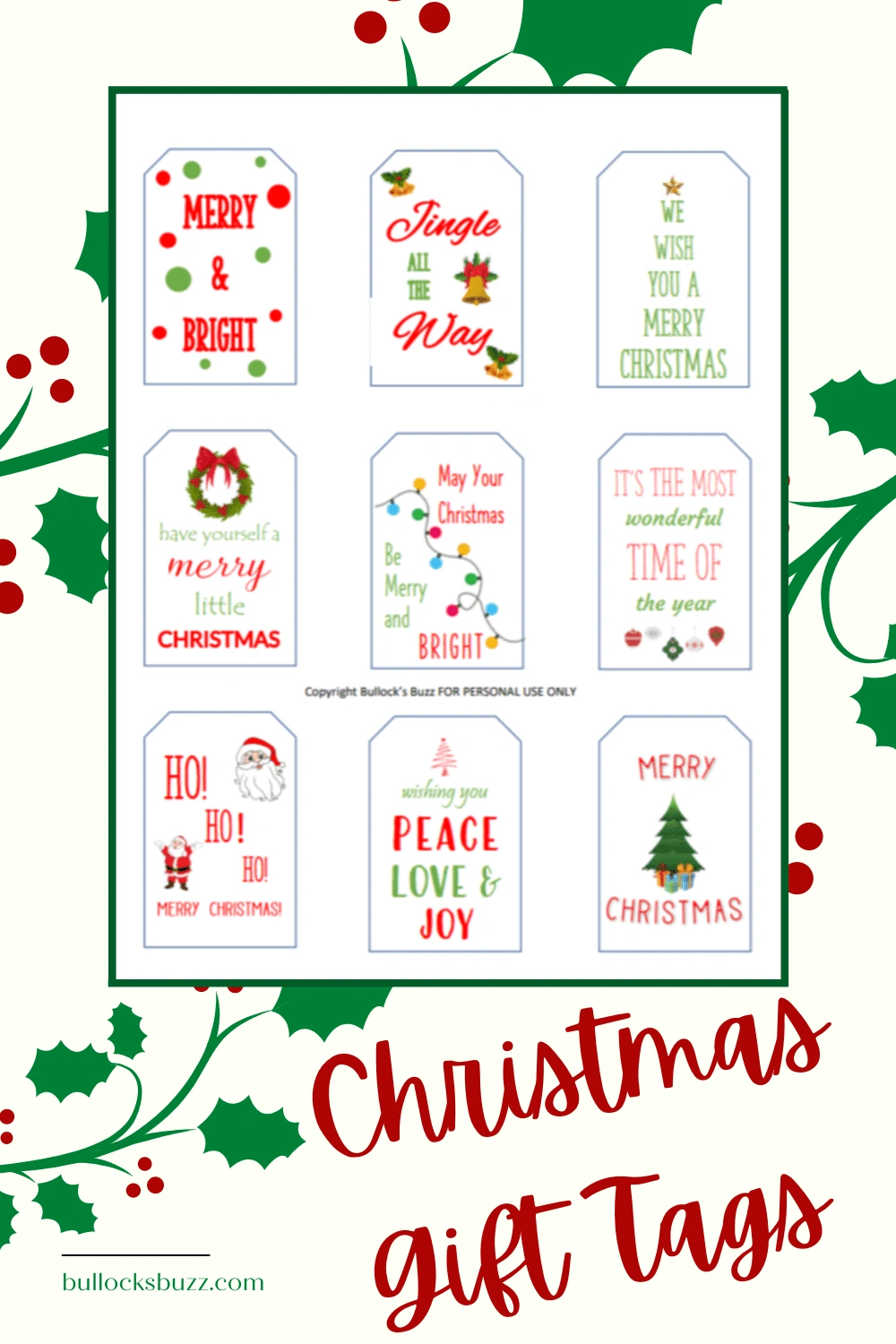 Free Printable Christmas Gift Tags - Bullock&amp;#039;S Buzz regarding FREE Printable Christmas Goodie Bag Tags