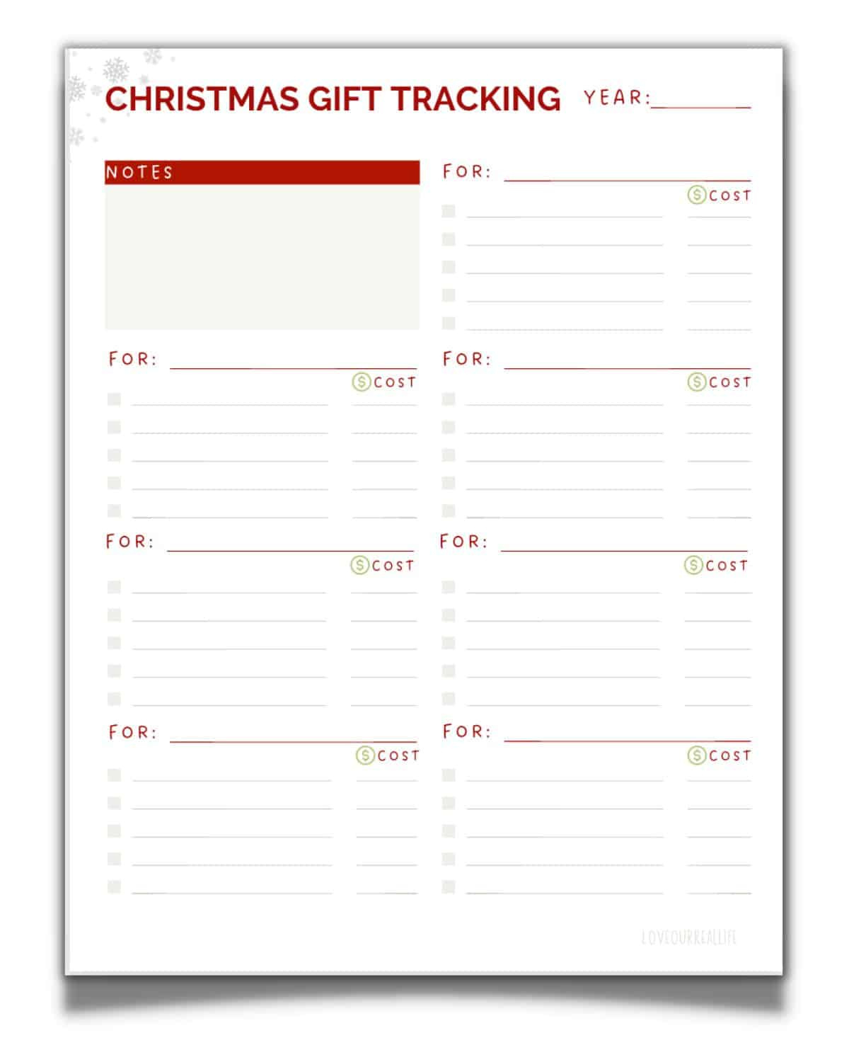 Free Printable Christmas Gift Tracking List- Get Organized ⋆ Love regarding Free Printable Christmas Gift Tracker