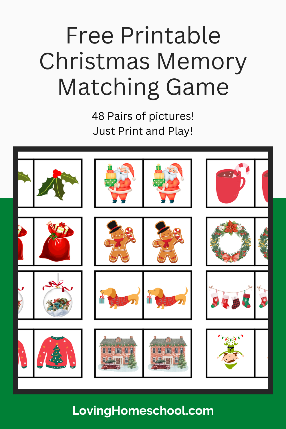 Free Printable Christmas Memory Matching Game - Lovinghomeschool with regard to FREE Printable Christmas Memory Game