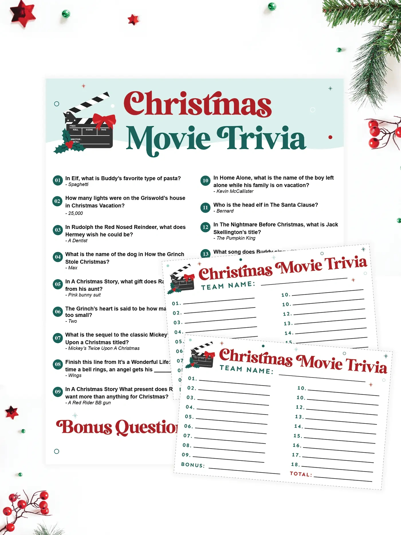 Free Printable Christmas Movie Trivia - Questions And Answers inside FREE Printable Christmas Movie Trivia Game