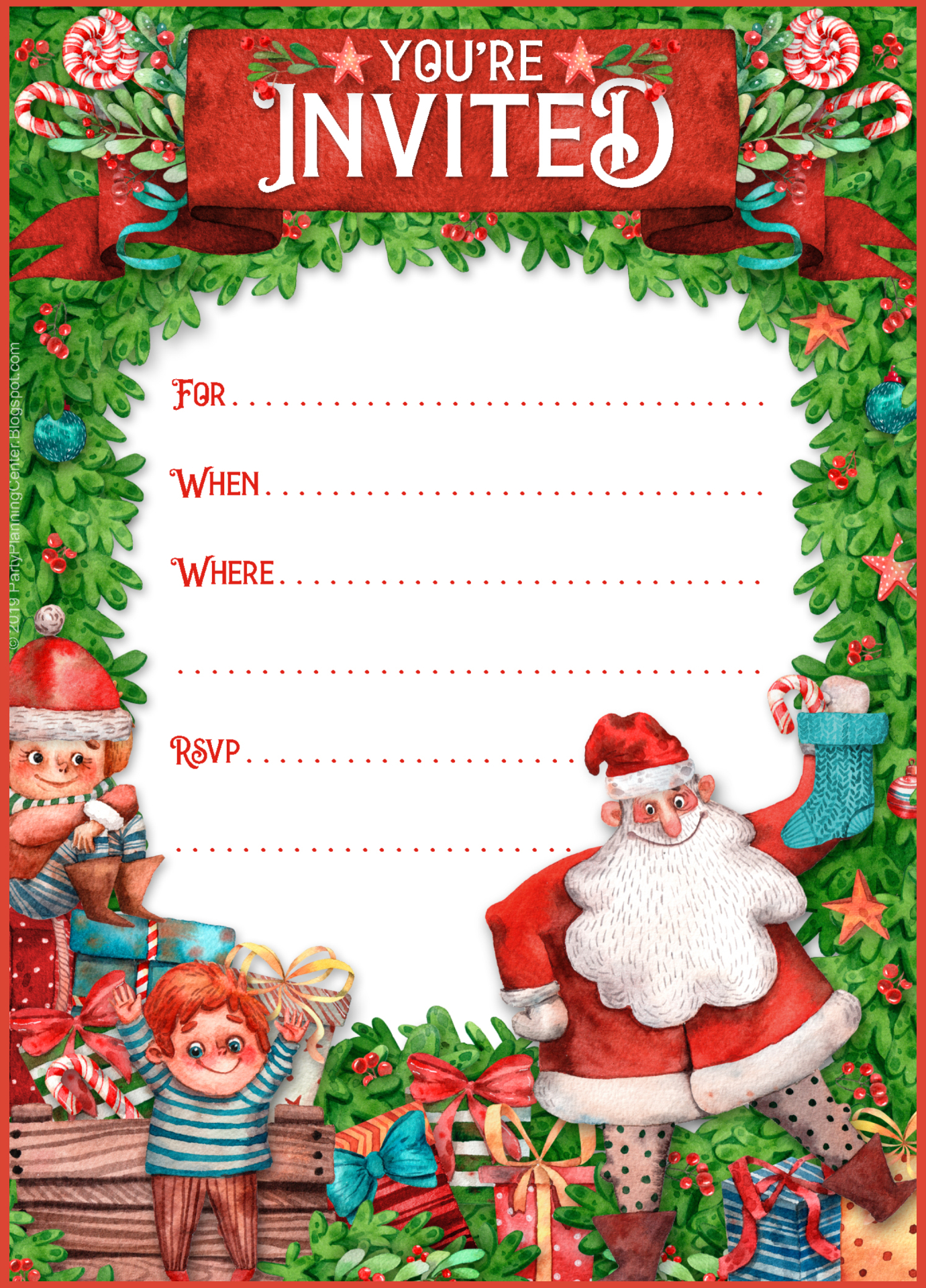 Free Printable Christmas Party Invitation - Download And Print in FREE Printable Christmas Invites Templates