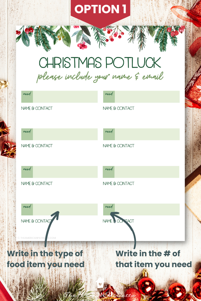 Free Printable Christmas Potluck Sign Up Sheets - The American pertaining to FREE Printable Christmas Potluck Sign Up Sheet Template Word