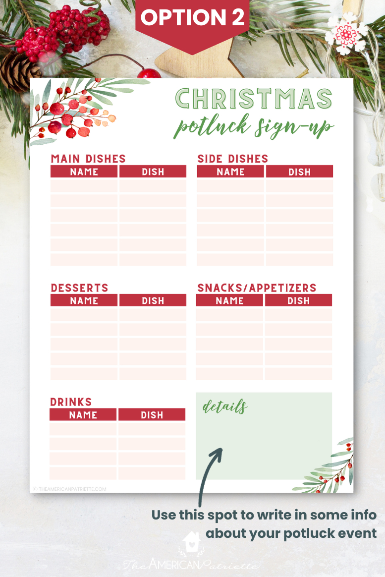 Free Printable Christmas Potluck Sign Up Sheets - The American with regard to FREE Printable Christmas Potluck Sign Up Sheet Template Word