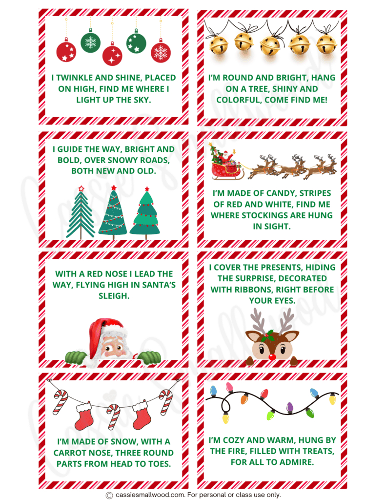 Free Printable Christmas Scavenger Hunt Clues - Cassie Smallwood within FREE Printable Candy Cane Scavenger Hunt