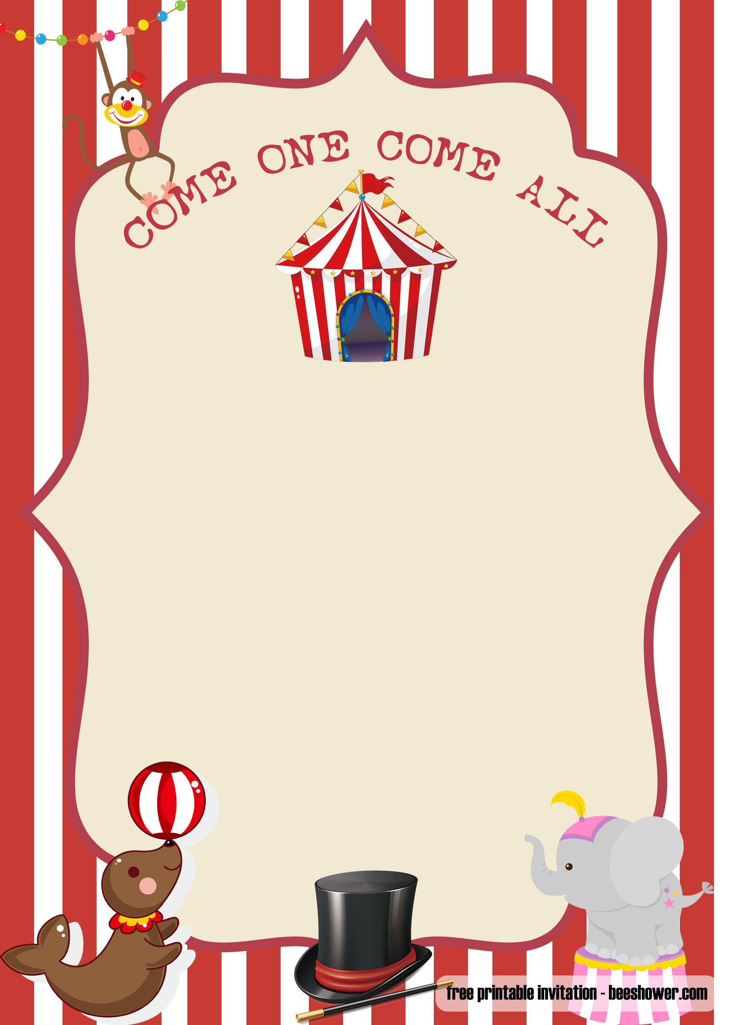 Free Printable Circus Baby Shower Invitations with Free Printable Circus Invitation Templates