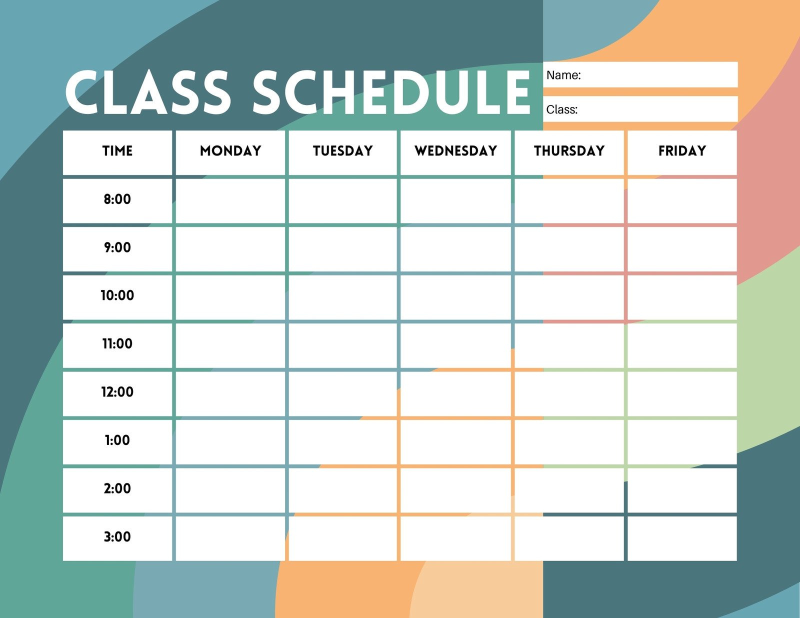 Free Printable Class Schedule Templates To Customize | Canva inside FREE Printable Class Schedule Template