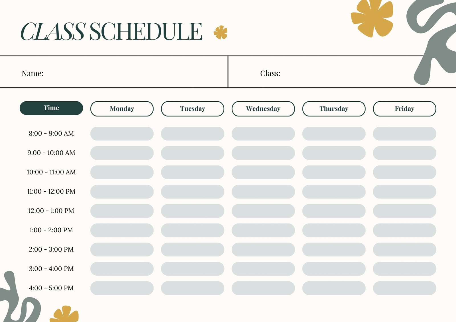 Free Printable Class Schedule Templates To Customize | Canva with Free Printable Class Schedule Template