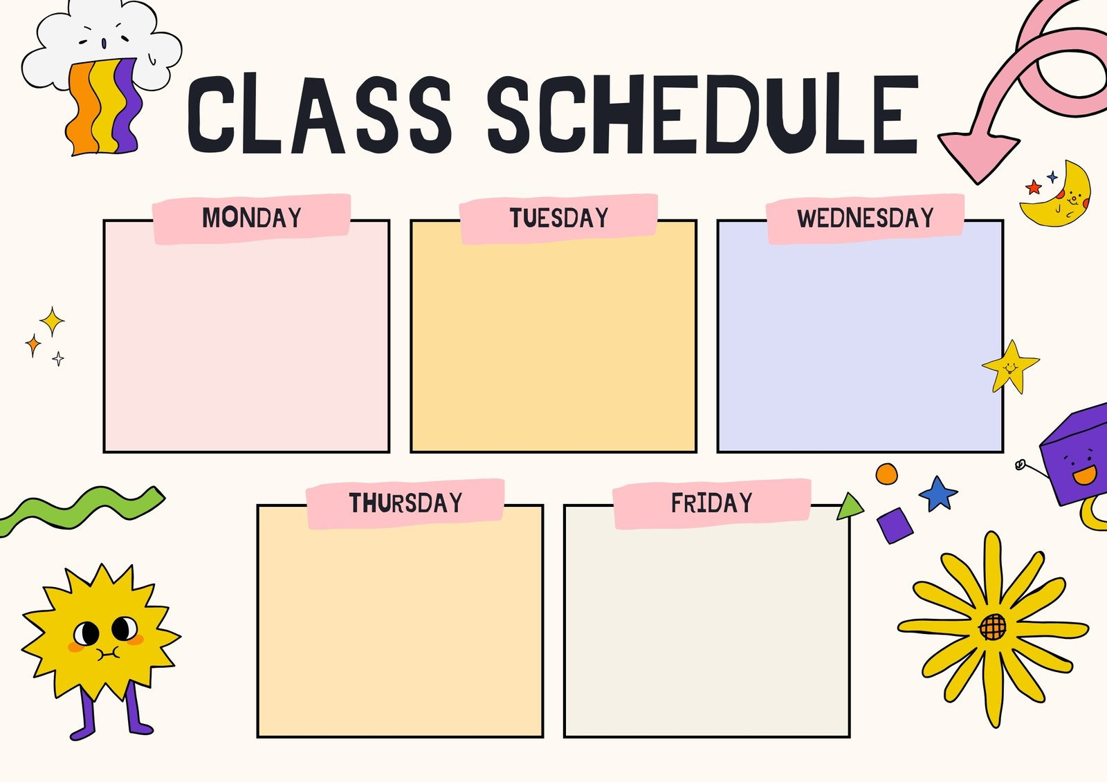Free Printable Class Schedule Templates To Customize | Canva with FREE Printable Classroom Schedule Cards