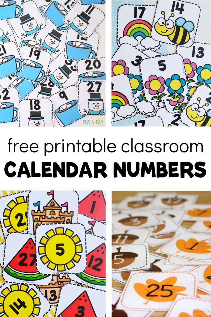 Free Printable Classroom Calendar Numbers for Free Printable Calendar Pieces For Preschool