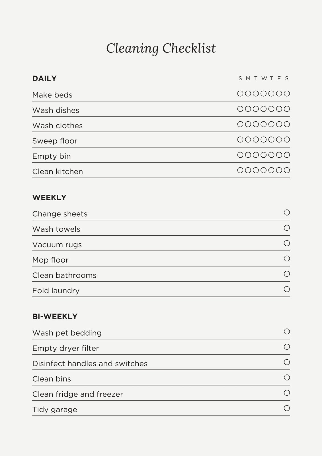 Free Printable Cleaning Checklist Templates | Canva in FREE Printable Cleaning Log Template
