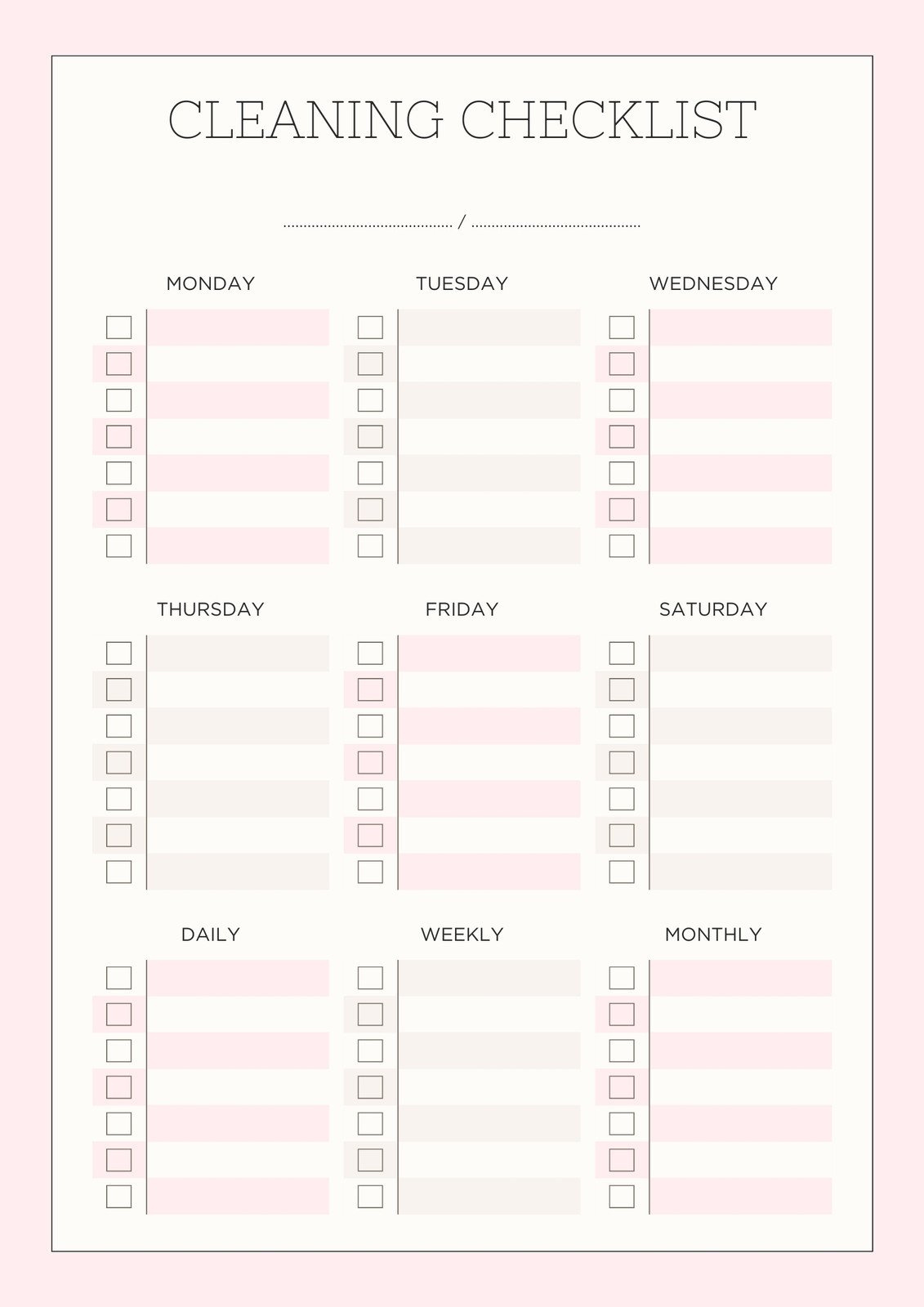 Free Printable Cleaning Checklist Templates | Canva inside FREE Printable Cleaning Schedule and Checklist