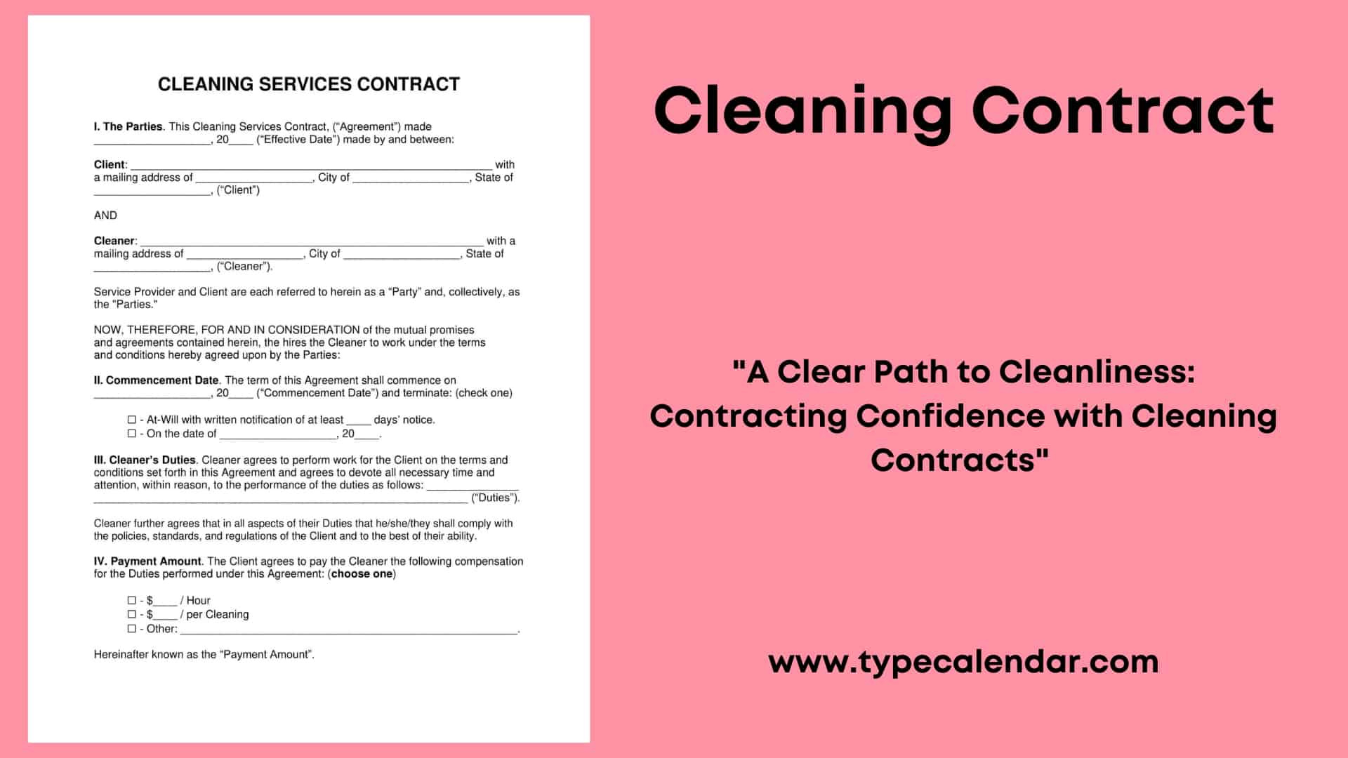 Free Printable Cleaning Contract Templates [Word, Pdf] pertaining to Free Printable Cleaning Contract Template Word
