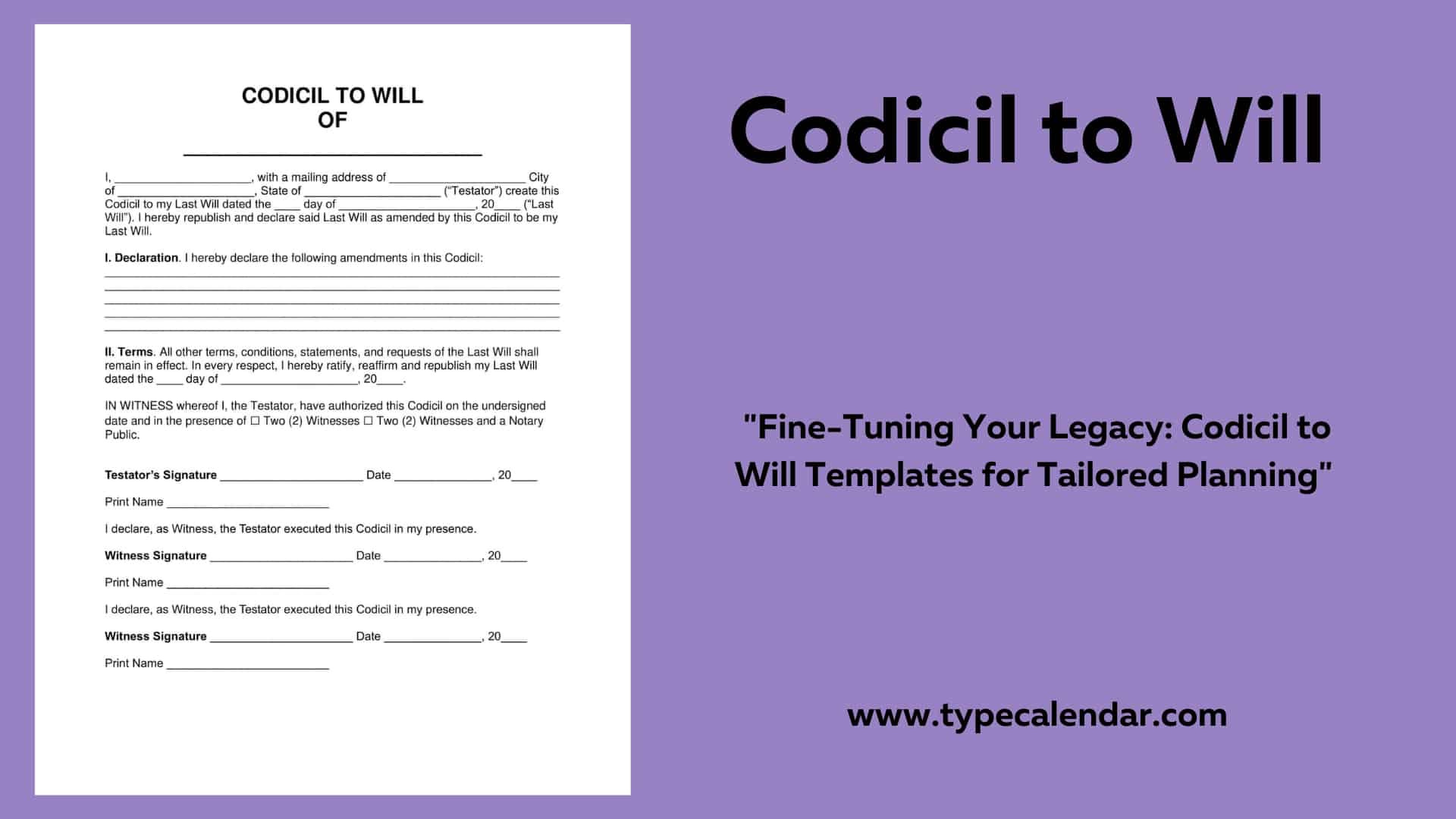 Free Printable Codicil To Will Templates [Pdf, Word] Form inside Free Printable Codicil To Will Word