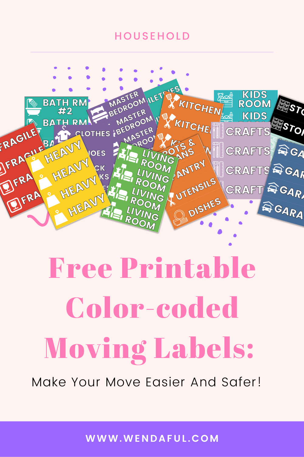 Free Printable Color-Coded Moving Labels: Make Your Move Easier regarding FREE Printable Craft Room Labels