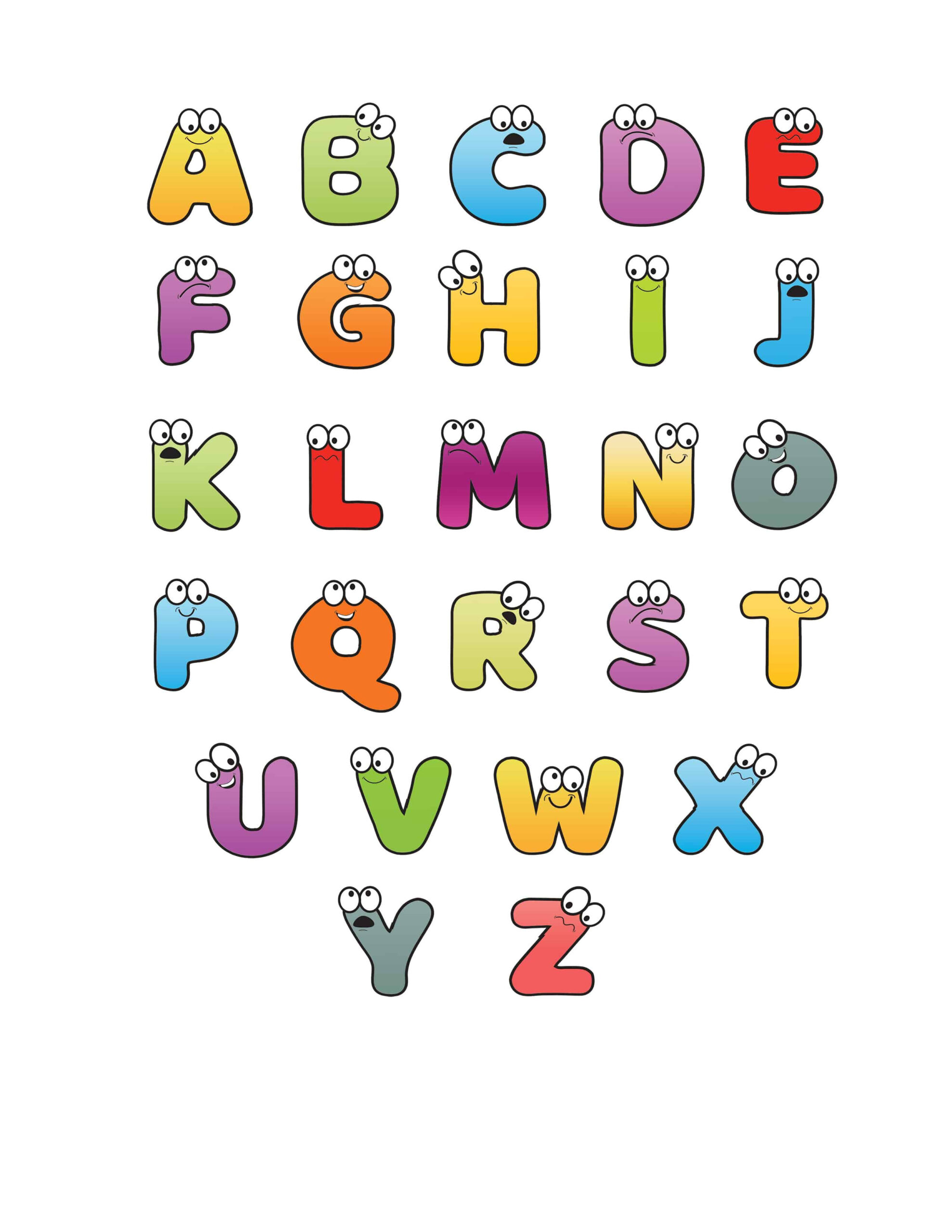 Free Printable Colorful Cartoon Letters Alphabet for FREE Printable Clip Art Alphabet Letters