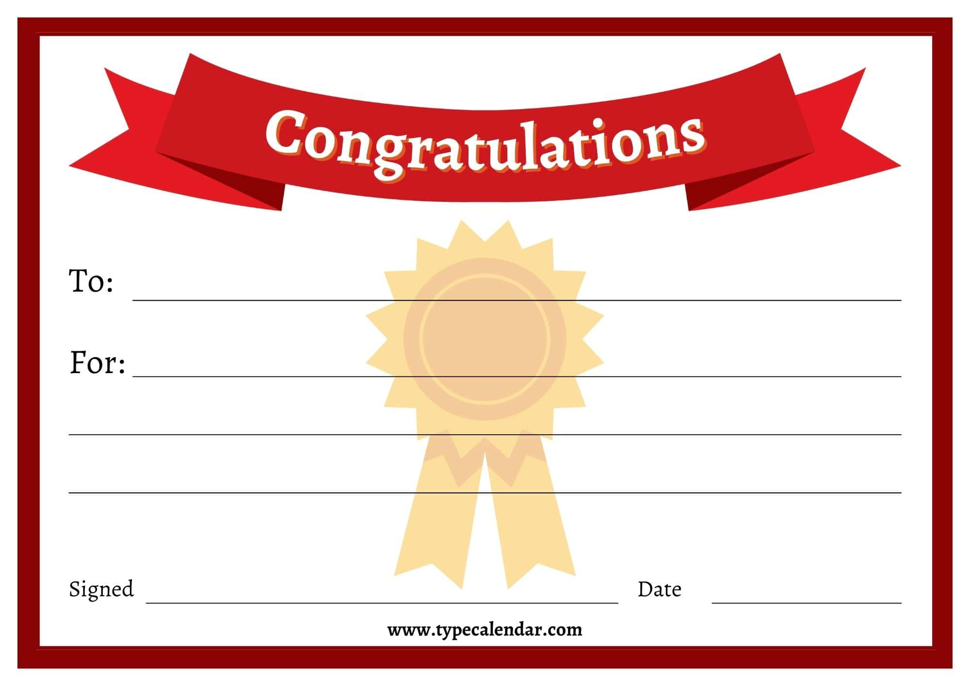 Free Printable Congratulations Certificate Templates [Word, Pdf with FREE Printable Congratulations Certificate Template