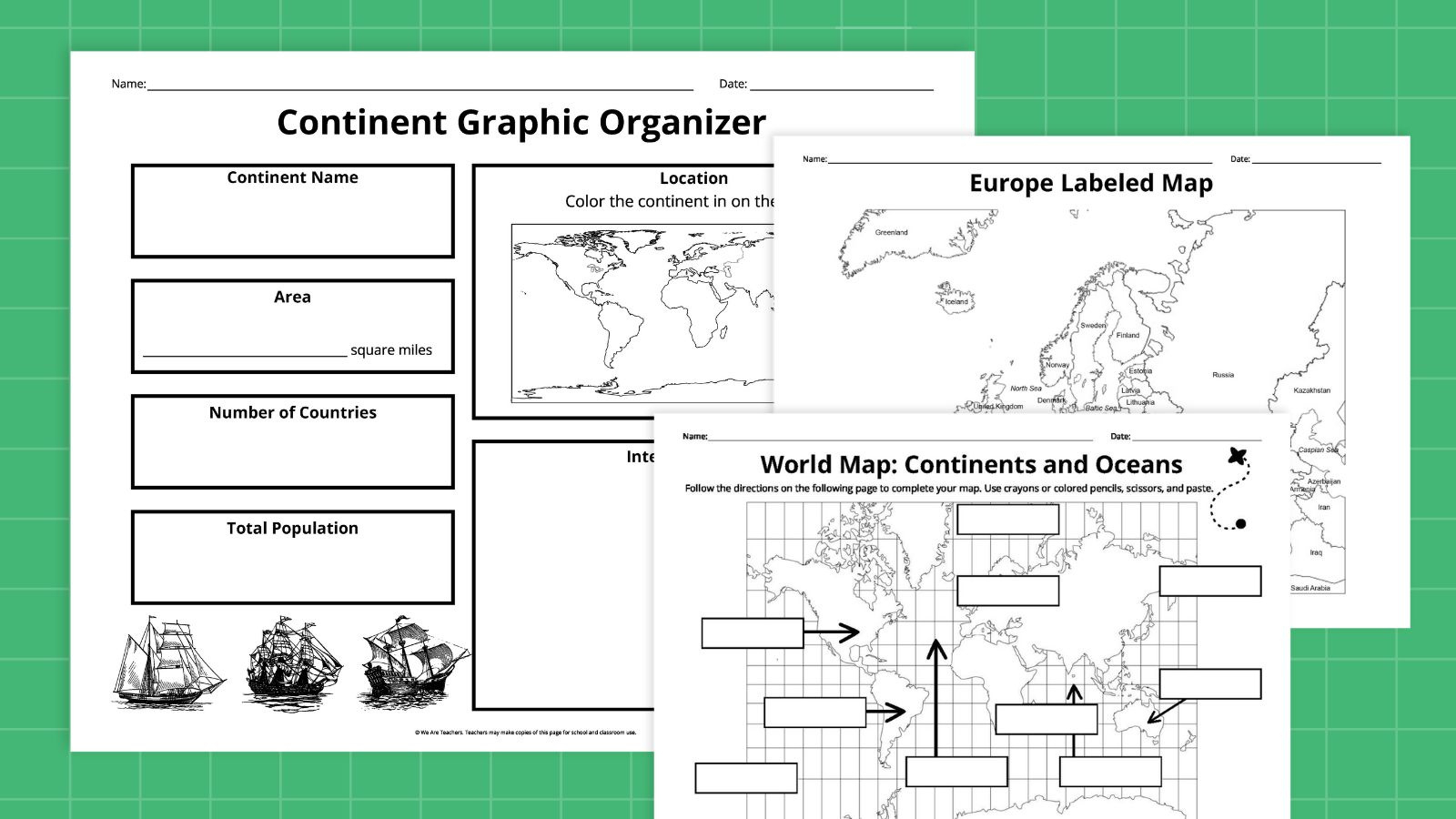Free Printable Continents And Oceans Map Bundle pertaining to FREE Printable Continents and Oceans