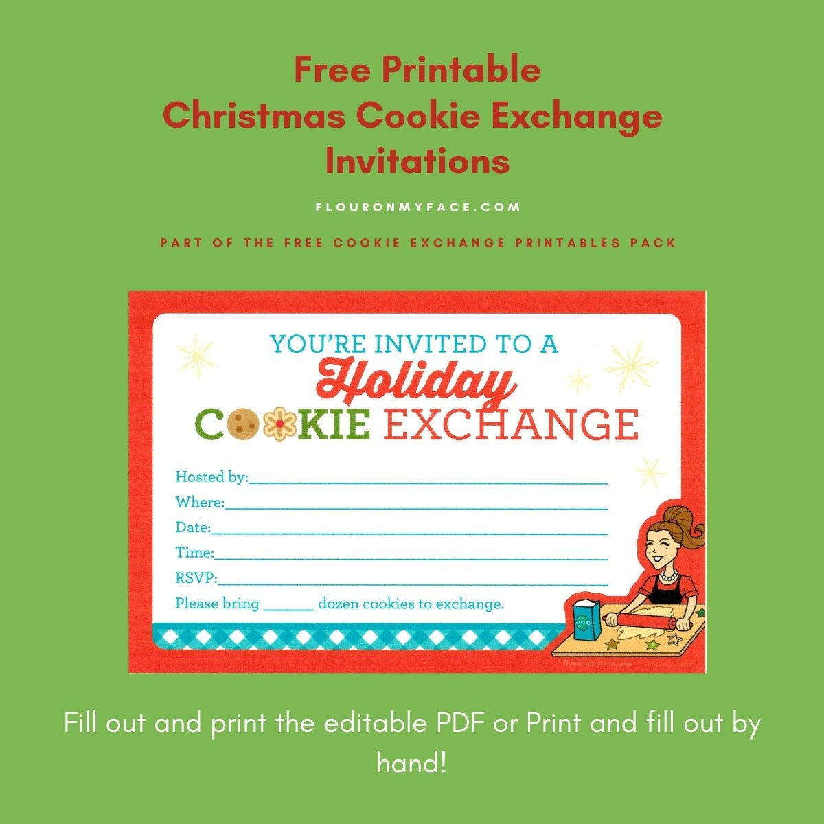 Free Printable Cookie Exchange Invitations - Flour On My Face regarding FREE Printable Christmas Cookie Exchange Invitations