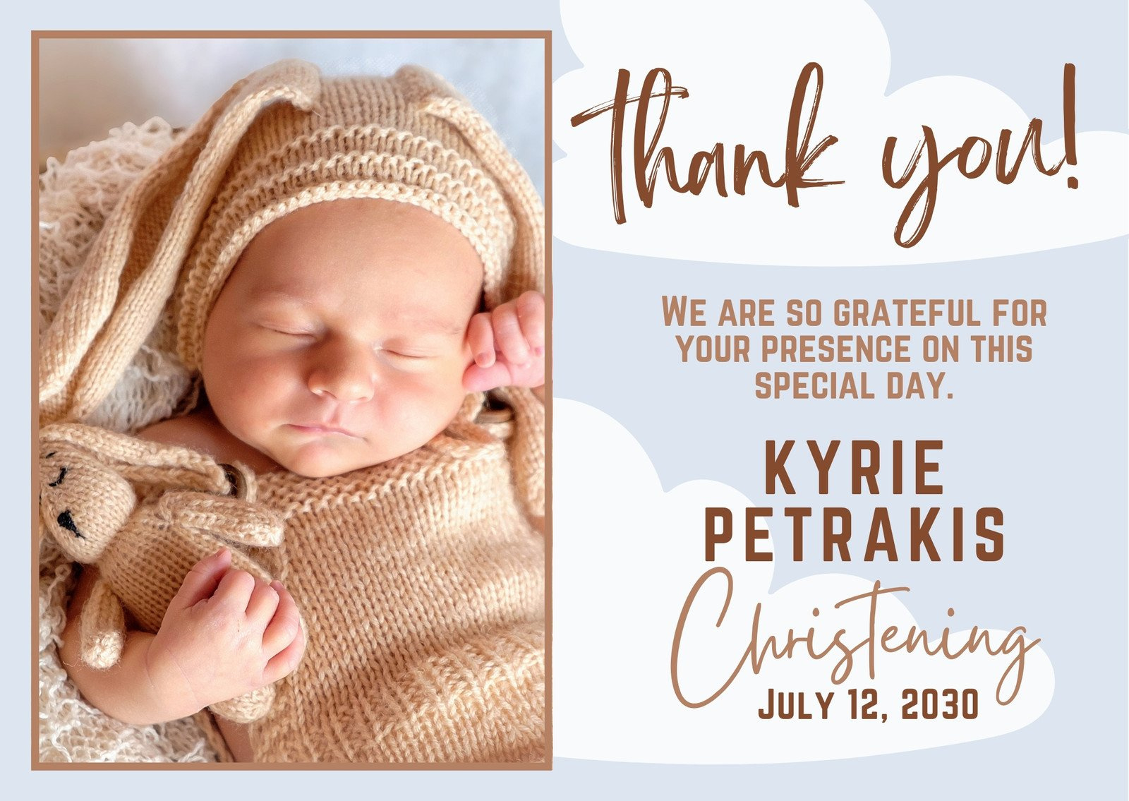 Free, Printable Custom Christening Thank You Card Templates | Canva inside Free Printable Christening Favor Tags