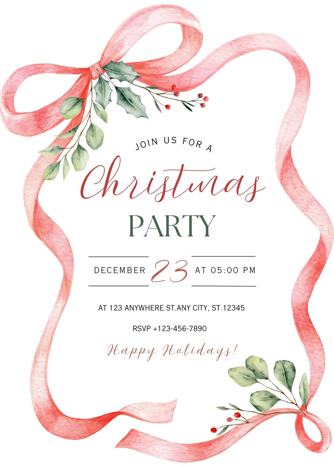Free, Printable, Customizable Christmas Invitation Templates | Canva regarding Free Printable Christmas Tea Party Invitations