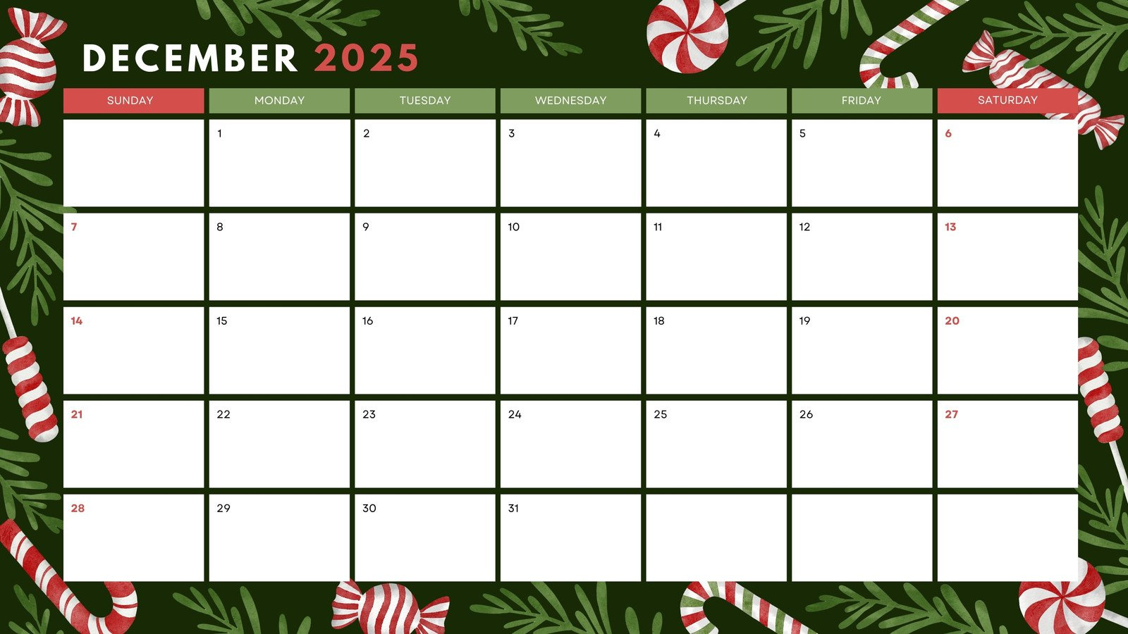 Free, Printable December 2025 Calendar Templates | Canva for FREE Printable Calendar 2025 December