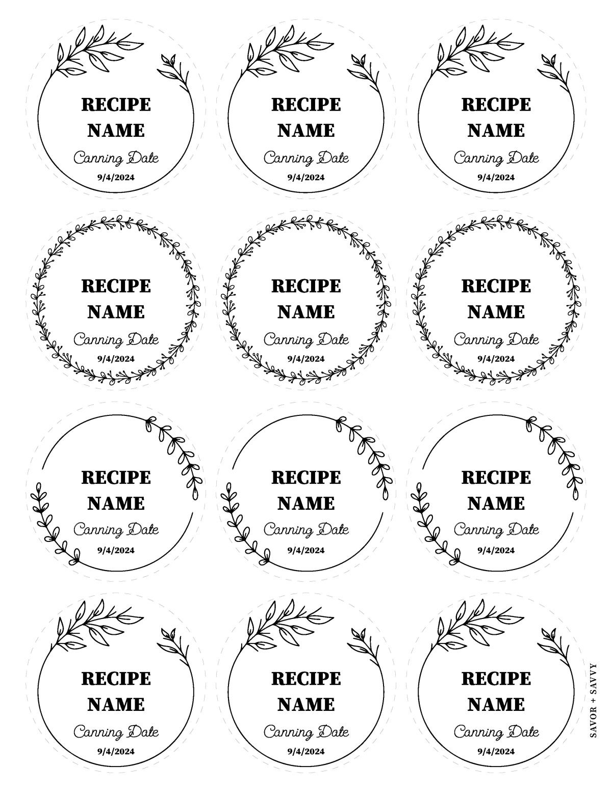 Free Printable &amp;amp; Editable Canning Labels - Savor + Savvy within Free Printable Canning Jar Labels