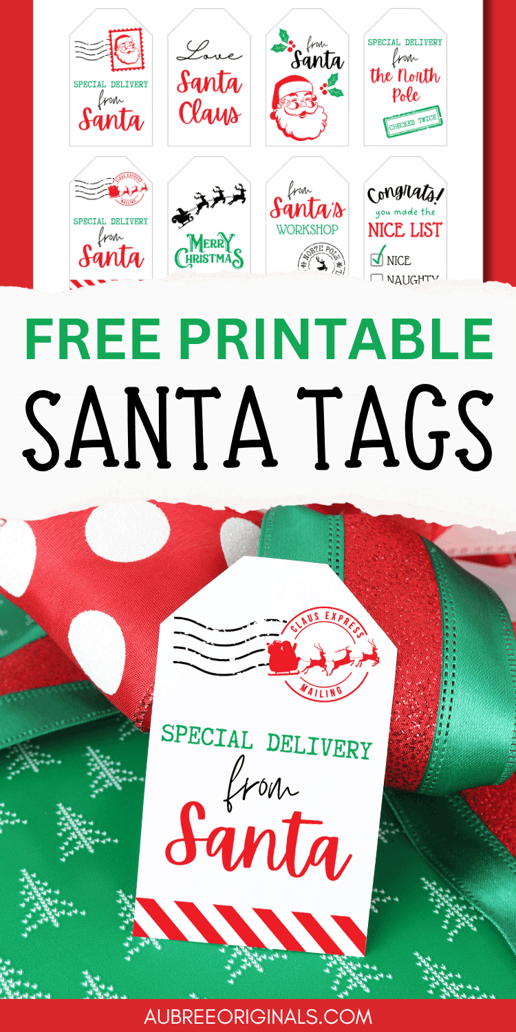 Free Printable &amp;quot;From Santa&amp;quot; Gift Tags For Christmas - Aubree Originals for Free Printable Christmas Labels From Santa