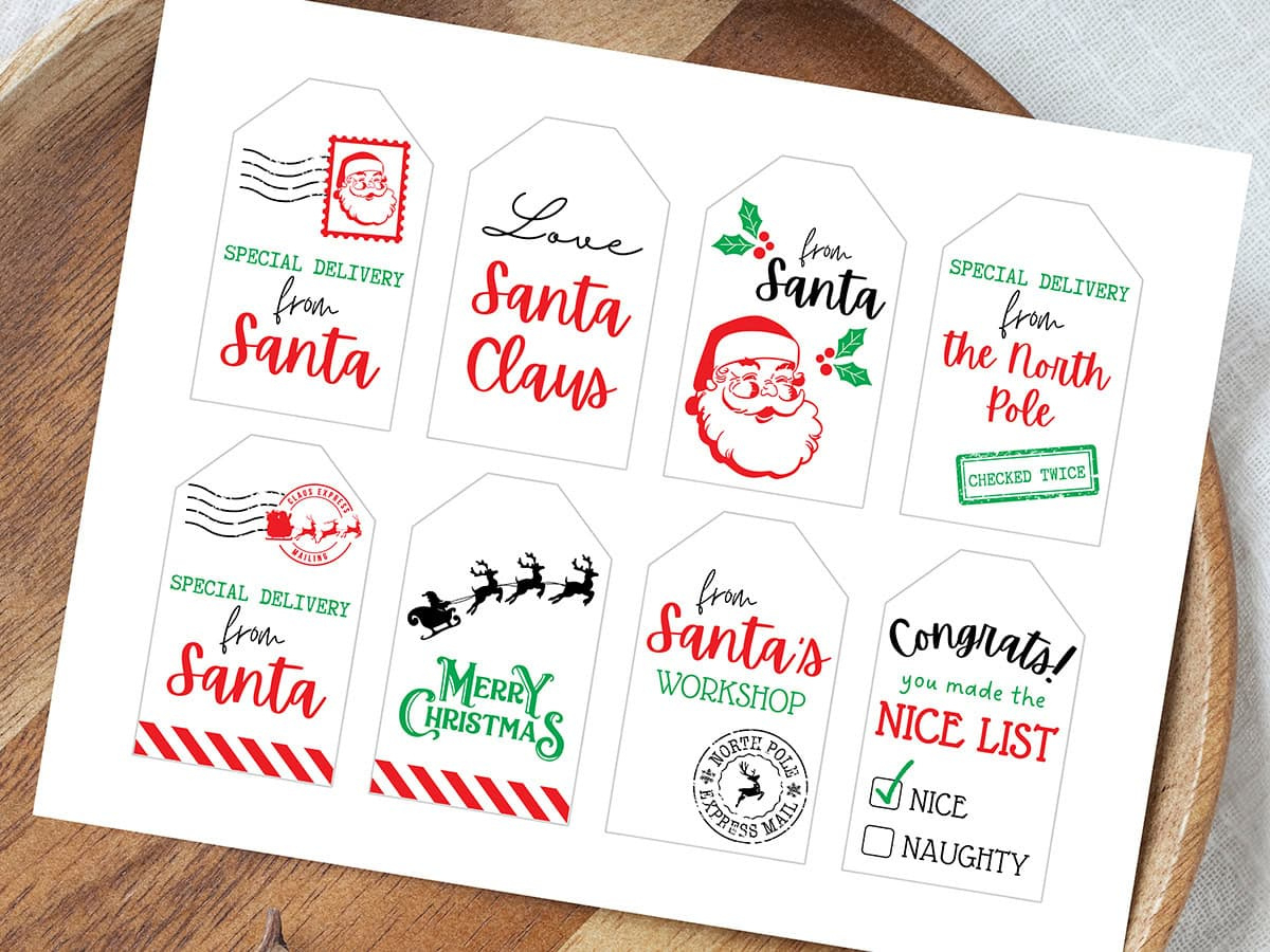 Free Printable &amp;quot;From Santa&amp;quot; Gift Tags For Christmas - Aubree Originals within Free Printable Christmas Gift Tags From Santa