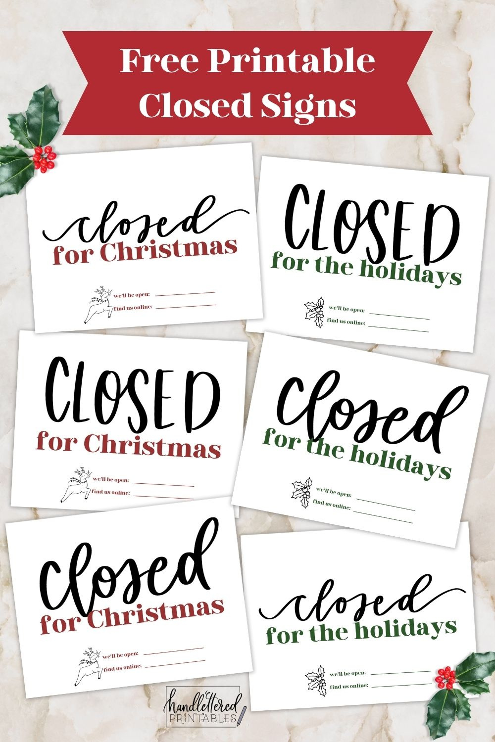 Free Printable Holiday Closed Signs (+ Christmas Version) - Hand pertaining to Free Printable Closed Signs For Holidays