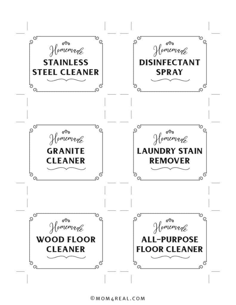 Free Printable Labels For Homemade Cleaners - Mom 4 Real with regard to FREE Printable Cleaning Product Labels