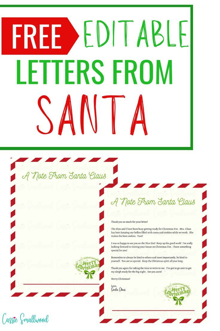 Free Printable Letter From Santa Templates with Free Printable Christmas Letters From Santa