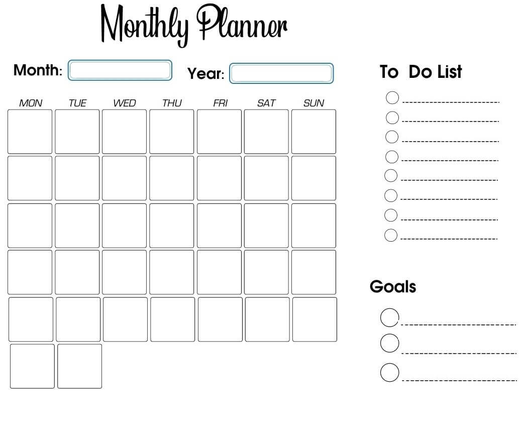 Free Printable Monthly Planner Templates - Calendarkart regarding FREE Printable Calendar to Do List