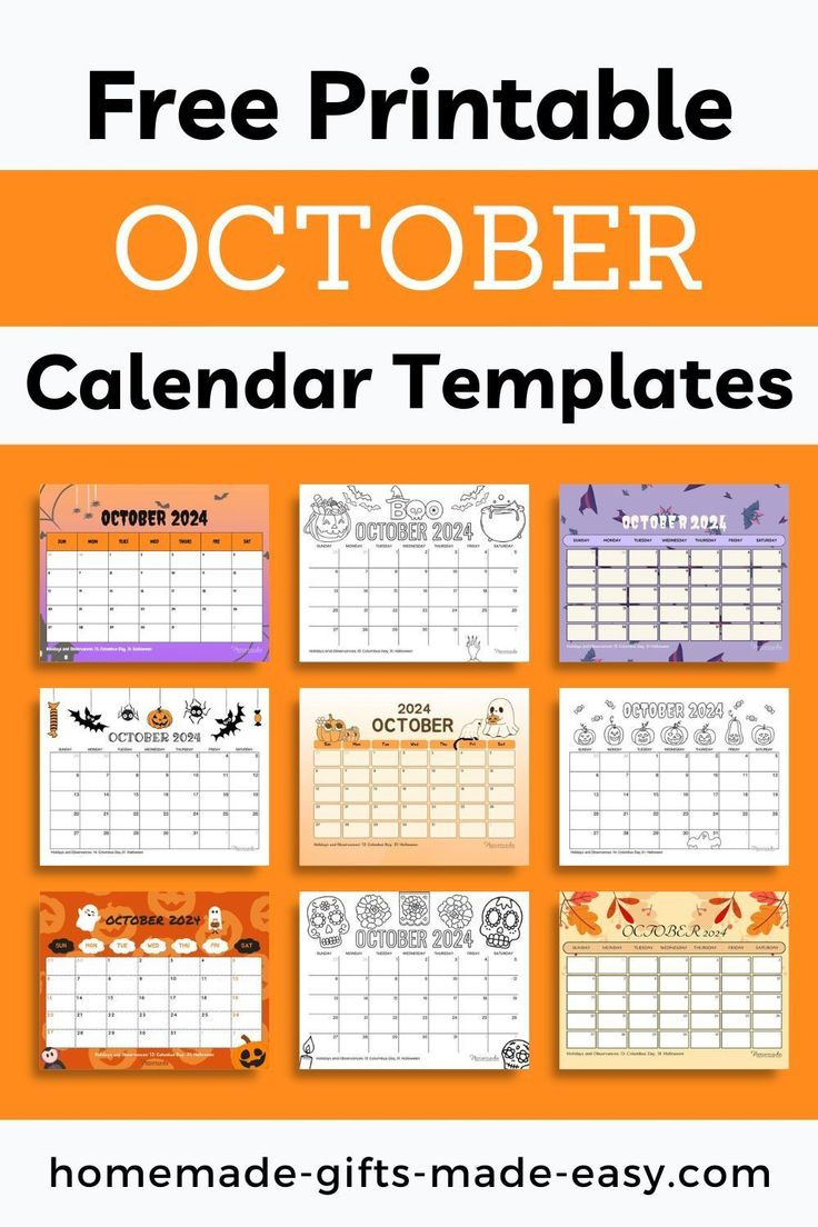 Free Printable October Calendars With Holidays | Homemade Gifts pertaining to FREE Printable Calendar Homemade Gifts Made Easy