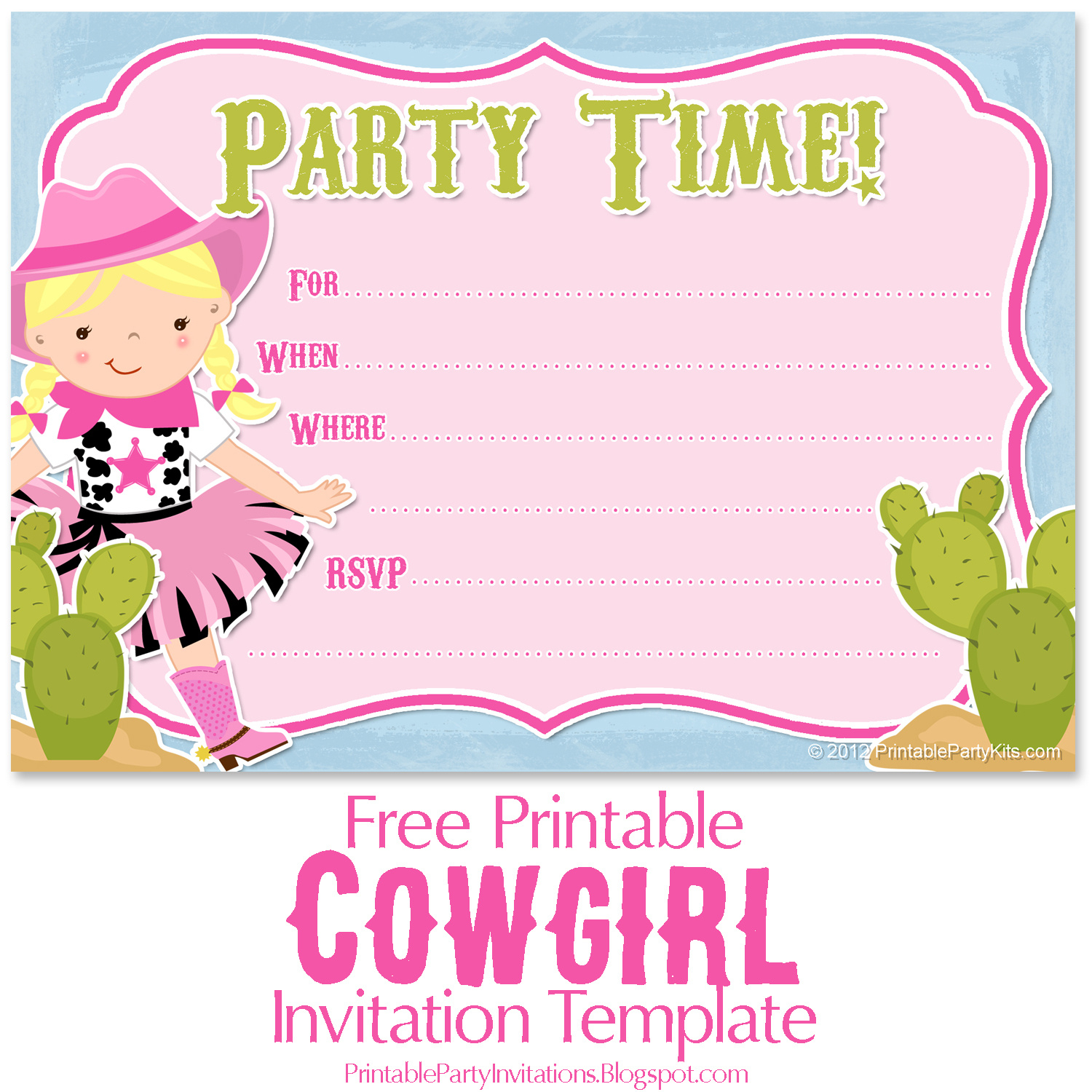 Free Printable Party Invitations: Free Cowgirl Invitations intended for FREE Printable Cowgirl Birthday Invitations