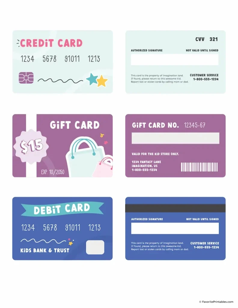 Free Printable Pretend Play Cards - Favorite Printables intended for Free Printable Credit Card Template