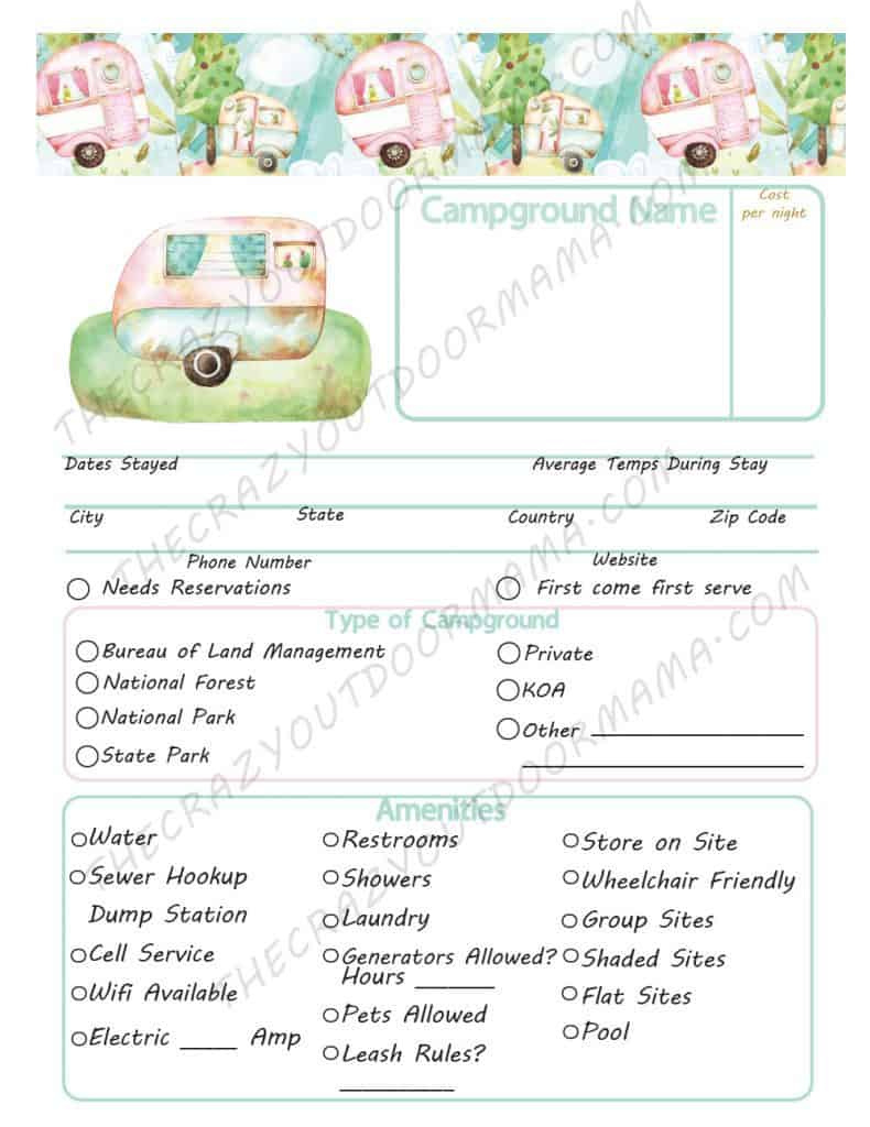 Free Printable Rv Camping Log Pages For Your 3 Ring Binder! – The throughout Free Printable Camping Journal Template