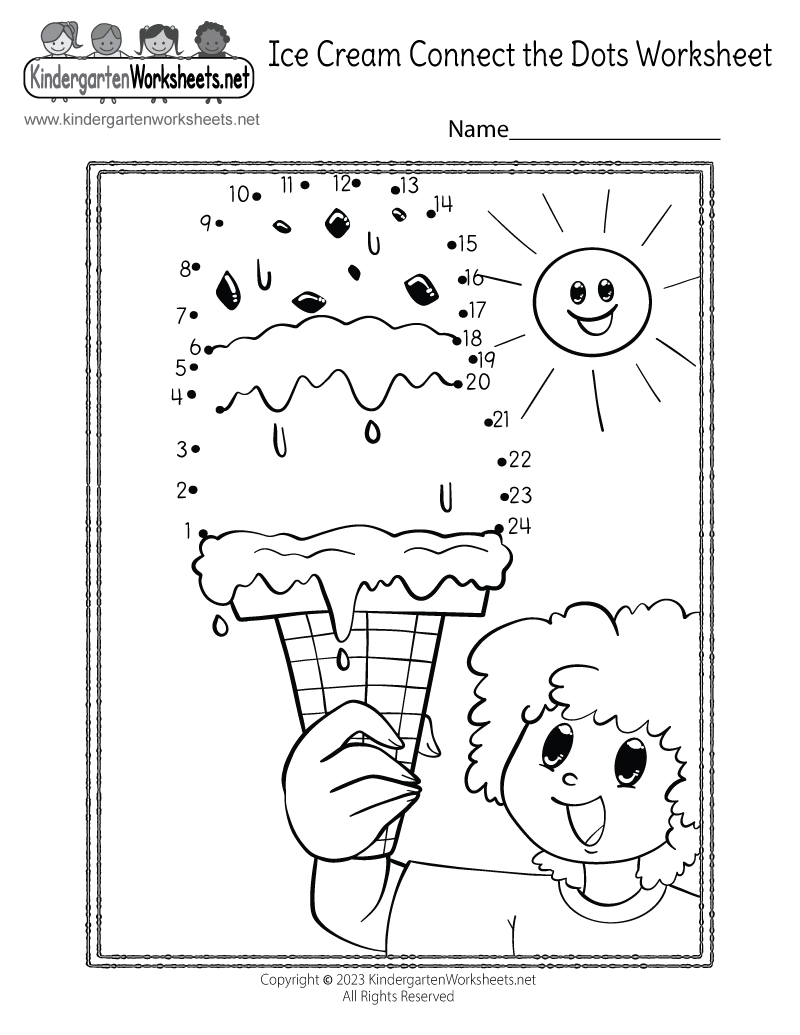 Free Printable Summer Connect The Dots Worksheet throughout FREE Printable Connect the Dots Worksheets For Kindergarten