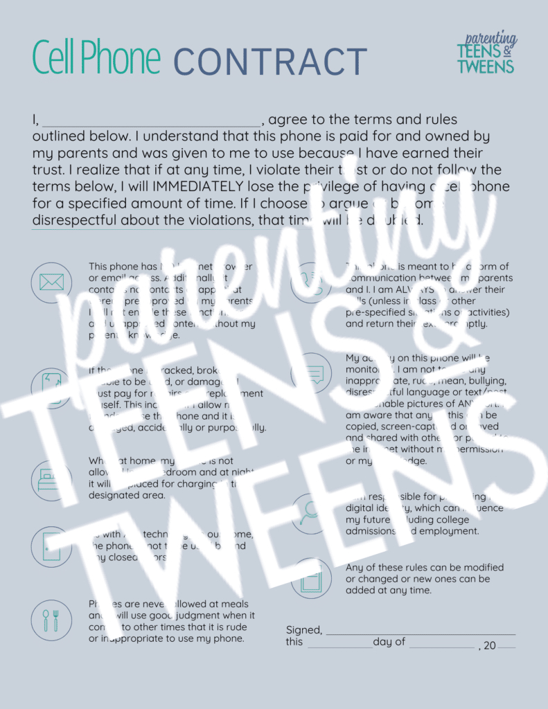 Free Printable Teen Cell Phone Contract - Parentingteensandtweens with FREE Printable Cell Phone Contract For Tweens