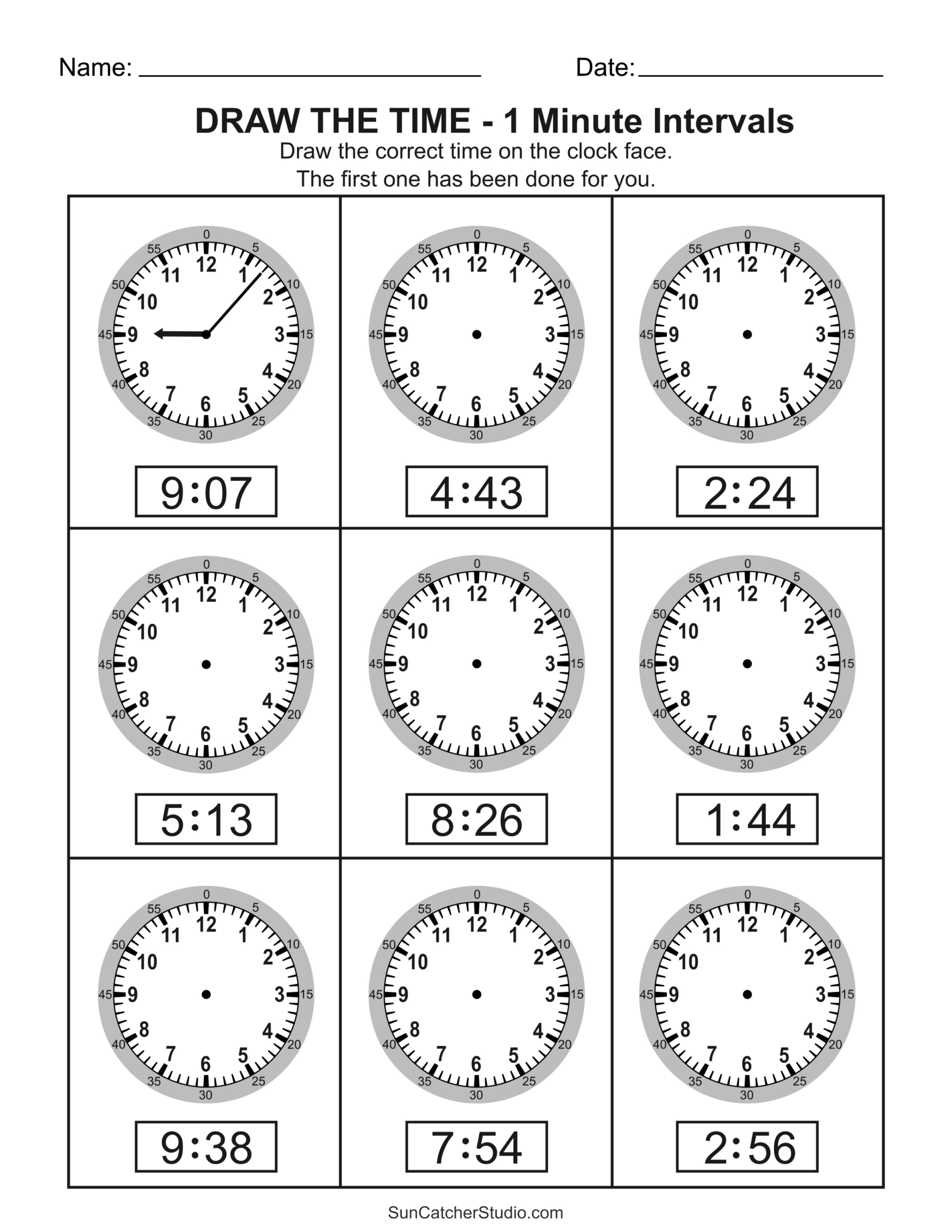 Free Printable Telling Time Worksheets (Analog Clock) – Free throughout Free Printable Clock With Minutes