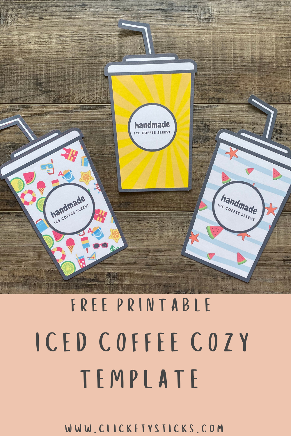 Free Printable Template For Iced Coffee Cozy — Clickety Sticks in Free Printable Coffee Cozy Template
