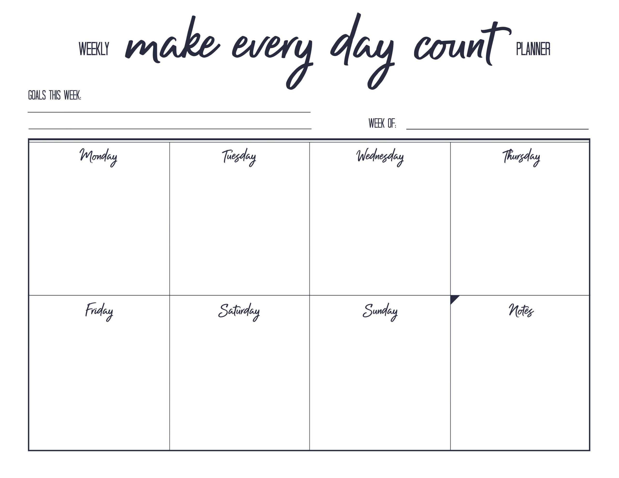 Free Printable Weekly Planner | The Happy Housie in FREE Printable Calendar Weekly Planner