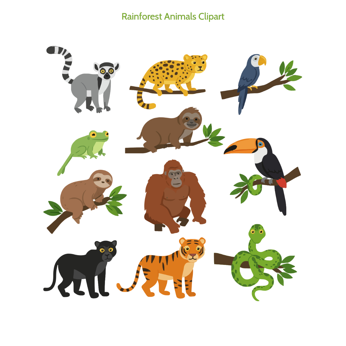Free Rainforest Animals Clipart Template To Edit Online with FREE Printable Clip Art Animals